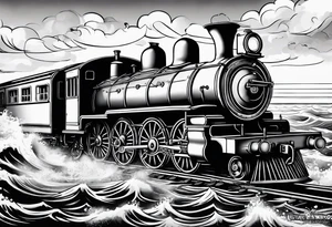 train in the sea tattoo idea