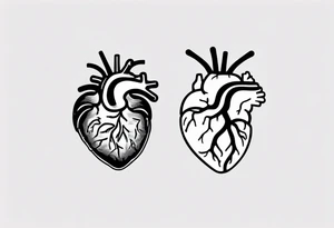 Left half human brain and right half human heart tattoo idea