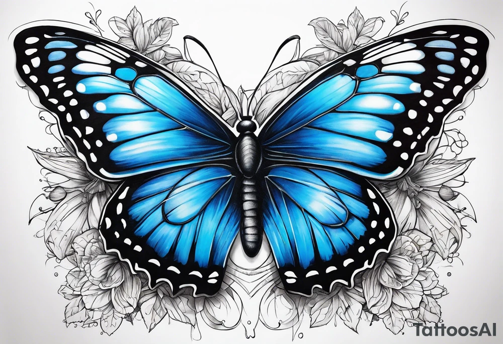 Blue butterfly tattoo idea