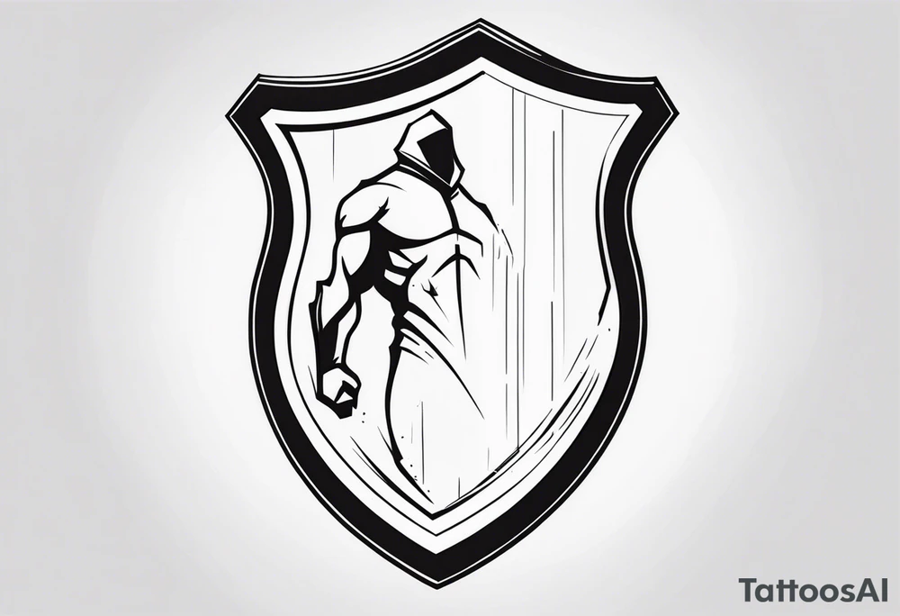 Tears bouncing off person male shield tattoo idea