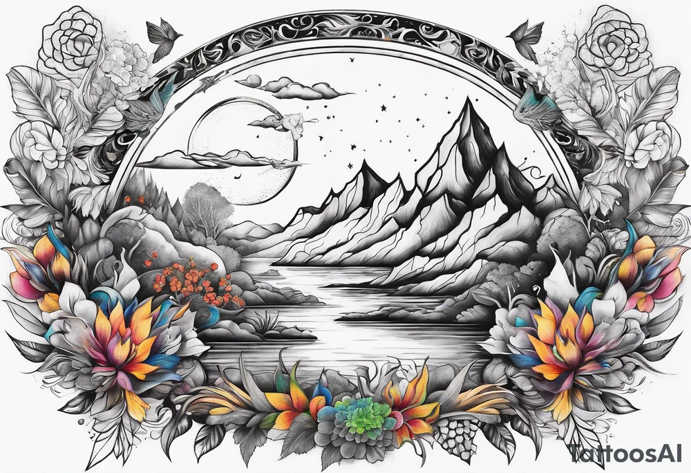 Nature themed full sleeve tattoo idea