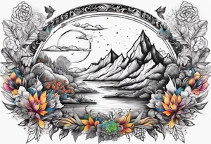 Nature themed full sleeve tattoo idea