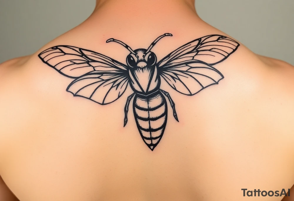 Angry hornet flying with arched body tattoo idea