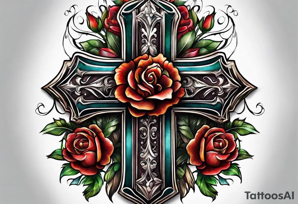leather cross tattoo idea