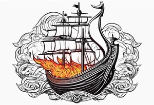 valhalla sword viking ship on fire tattoo idea