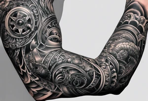 biomechanical arm sleeve tattoo idea