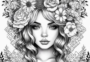 Flowers, Leo, girl with scrabble brain tattoo idea