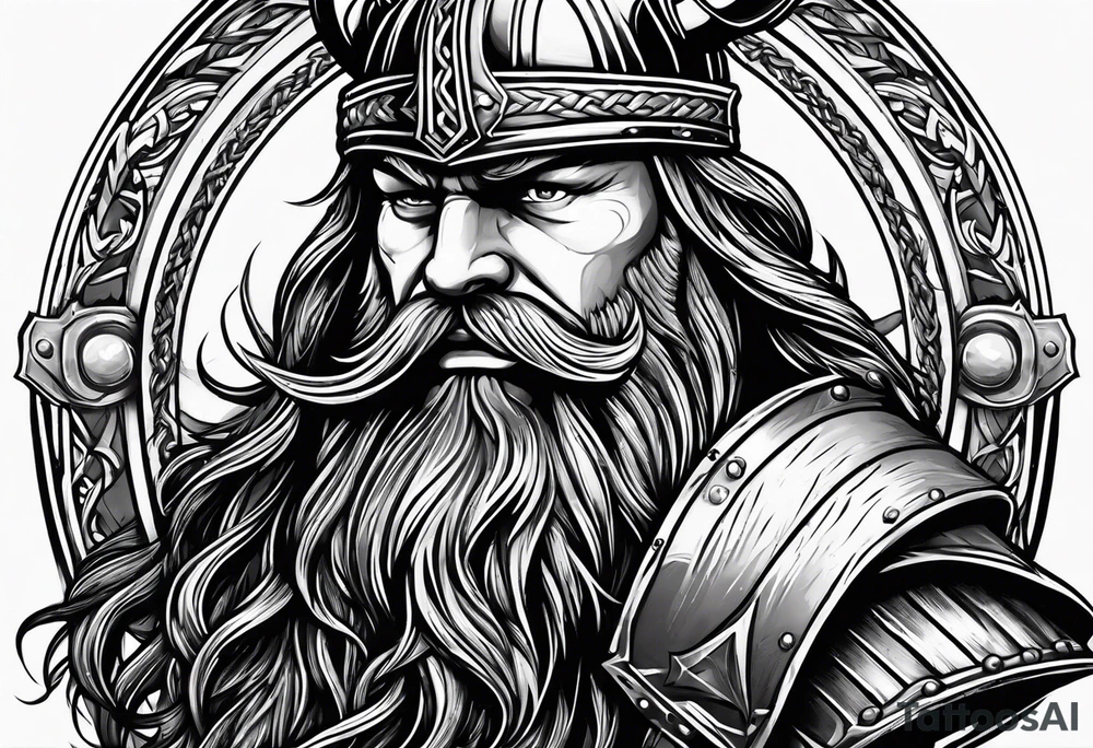 cool viking themed sleave on whole right arm ship axe shield tattoo idea