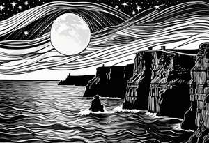 Starry night Cliffs of Moher tattoo idea