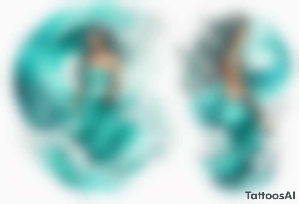 a turquoise water woman standing in the waves tattoo idea