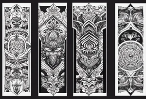 Leg sleeve with cool patterns tattoo idea