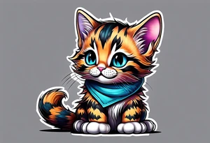 Cute Maine coon kitten dressed like Cheshire cat tattoo idea