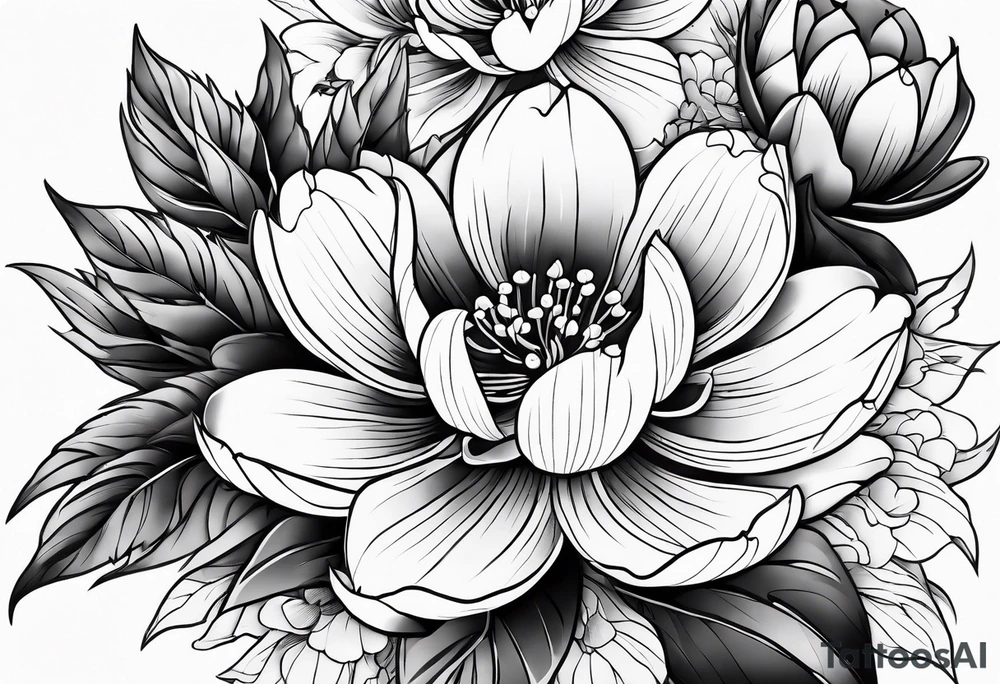 all traditional Japanese flowers tattoo idea