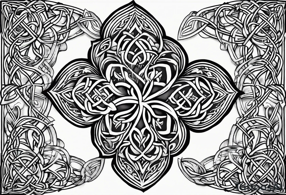 four leaf clover shaped tattoo with trinity celtic knot inside leaf tattoo idea