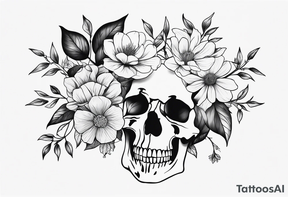 Spine bones, branches, flowers tattoo idea