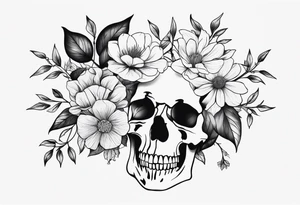 Spine bones, branches, flowers tattoo idea