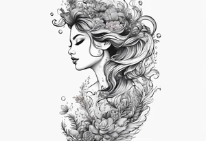 Underwater Sea creatures feminine cascading upwards tattoo idea