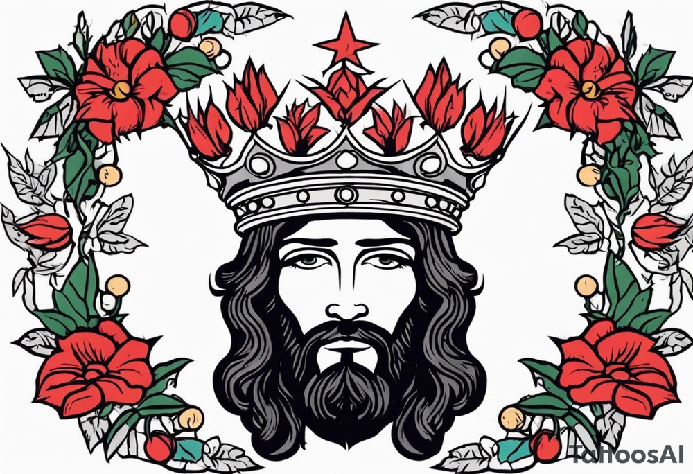 crown of thorns jesus
old school vintage simple traditional design 
vintage flowers surrounding crown


bold color simple tattoo idea