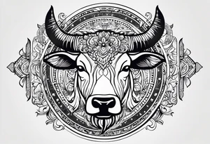 Half Taurus symbol Half Gemini symbol, split down the middle by an arrow. Astrology tattoo idea