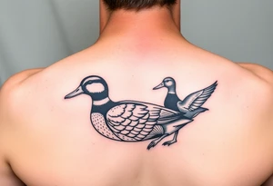 duck hunting tattoo for outside of forearm with a wood duck and mallard tattoo idea