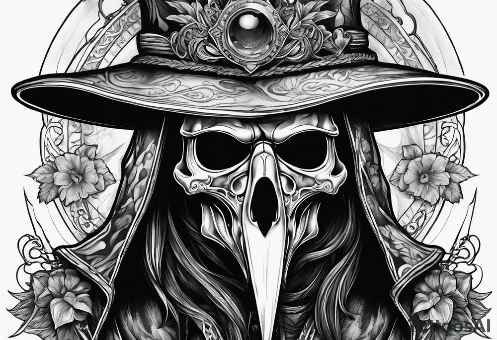dark fantasy plague doctor skull tattoo idea