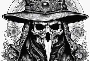 dark fantasy plague doctor skull tattoo idea