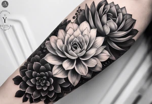 Western floral and succulent forearm sleeve tattoo idea