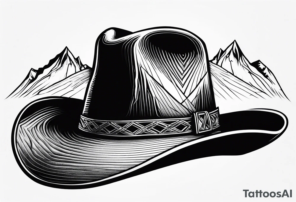 cowboy hat with mountains in it tattoo idea