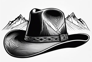 cowboy hat with mountains in it tattoo idea