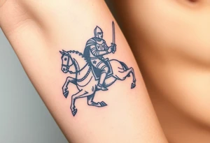 medieval woodcut knight on a hobby horse tattoo idea