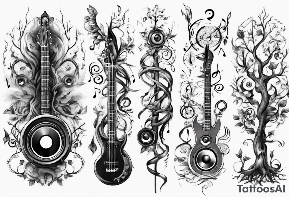 music speaker note tree staff tattoo idea