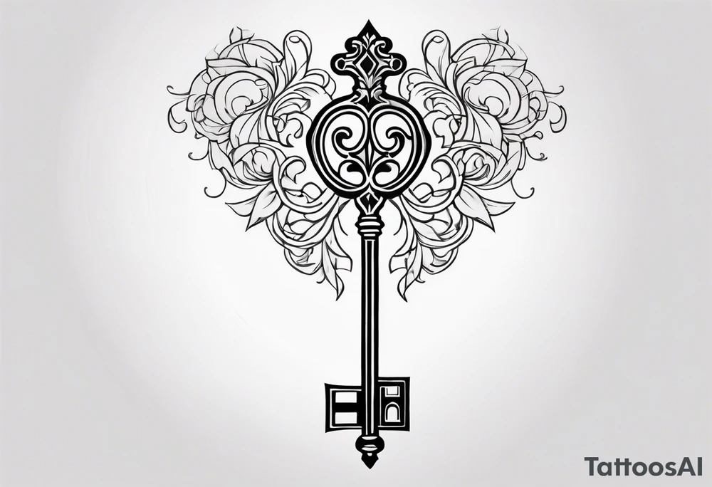Key with ornate design tattoo idea