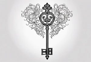 Key with ornate design tattoo idea