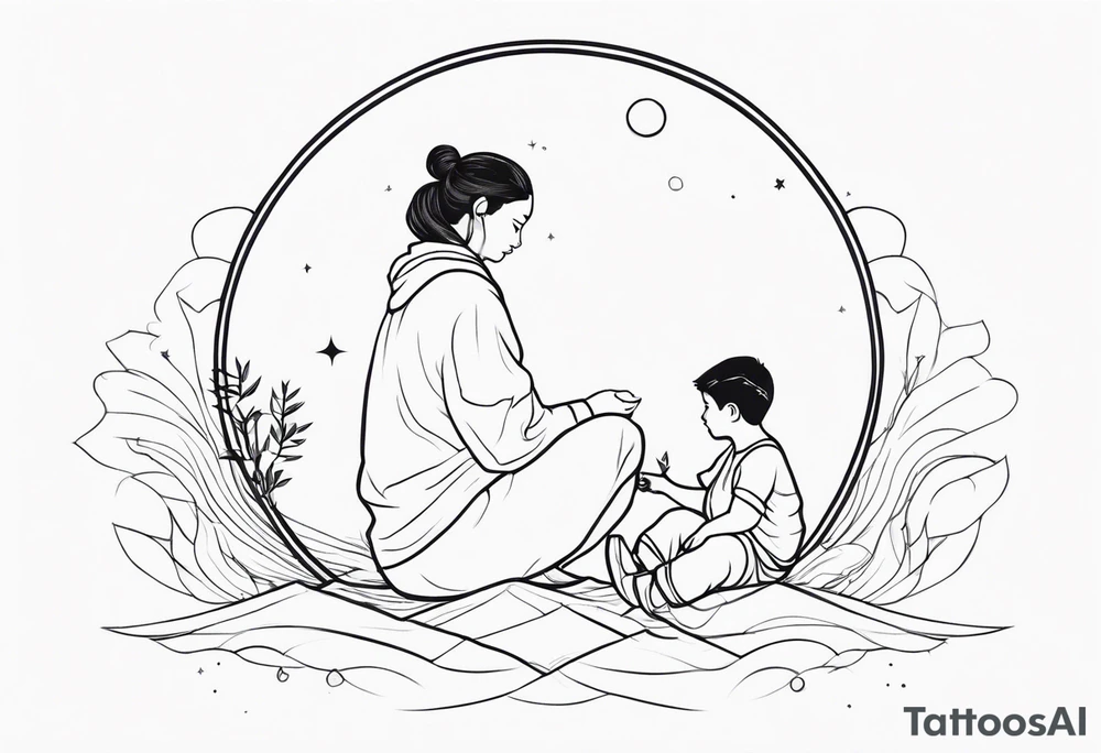 Monn with a child sitting on it tattoo idea