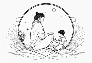 Monn with a child sitting on it tattoo idea