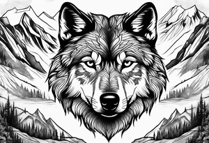 Mountains, wolf eyes underneath tattoo idea