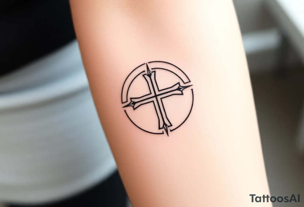 Cross a omaha 
In the back round tattoo idea