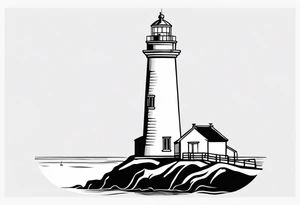 tatouage minimaliste d'un trait du phare des poulains a belle-ile en mer tattoo idea