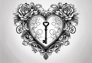 Heart shaped antique key tattoo idea