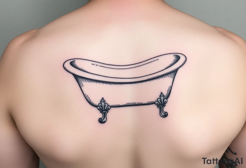 clawfoot bathtub with visible bathroom floor and light on the floor tattoo idea