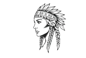 Female Native American wearing headband tattoo idea