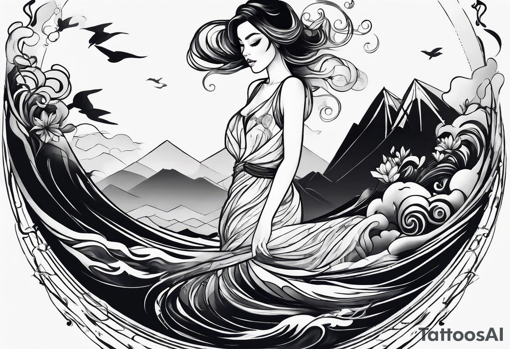 girl floating on still water
aerial view tattoo idea