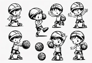 little kid playing basketball tattoo idea