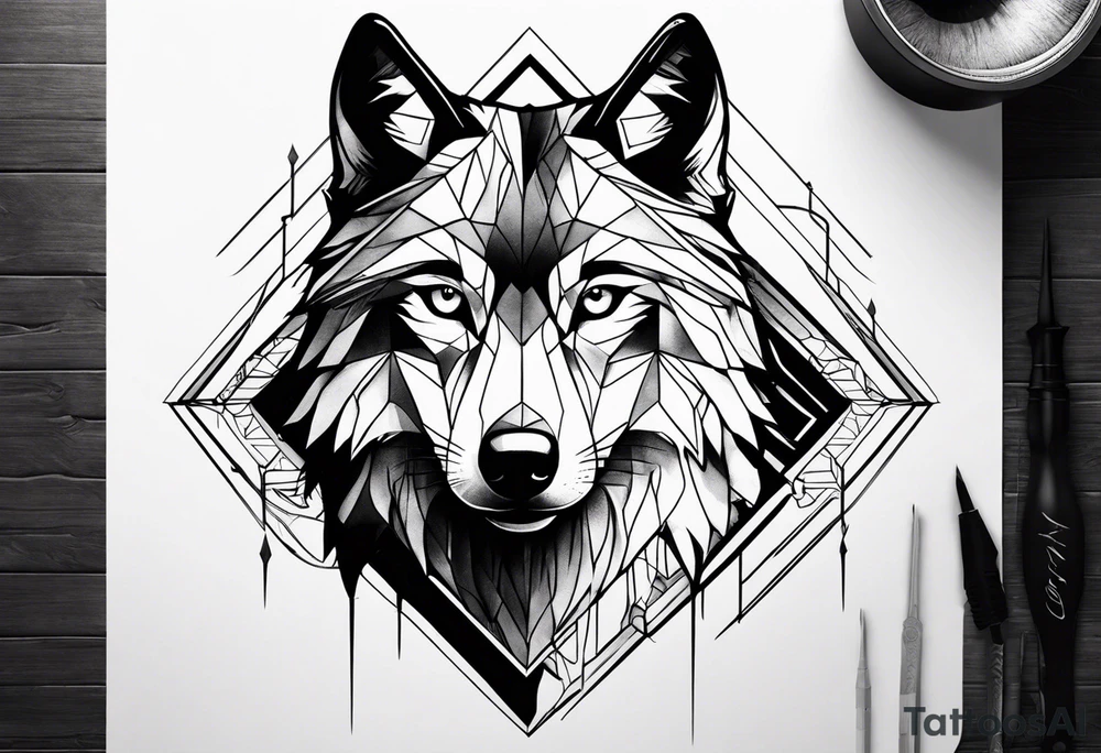 Mountains, wolf eyes underneath tattoo idea