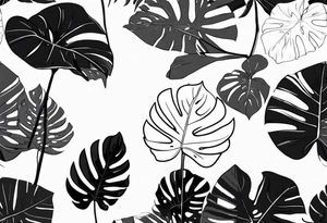 Monstera with the coordinates of my proposal to my wife at (-31.6337829, 152.8332886) tattoo idea