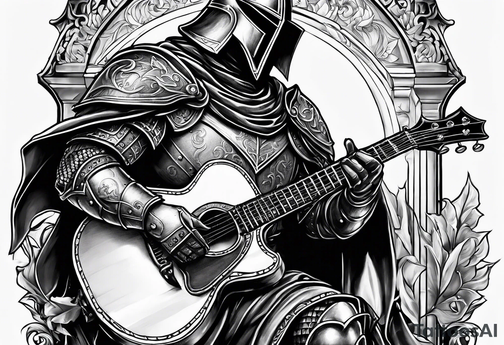 Armor of God knight with guitar tattoo idea