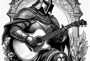 Armor of God knight with guitar tattoo idea