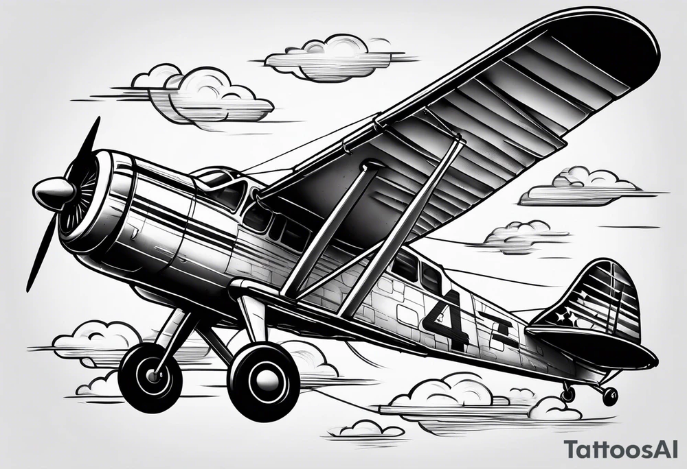 sketch of adventure plane in perspective from the bottom tattoo idea