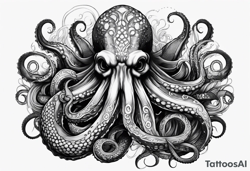 kraken with tentacles tattoo idea