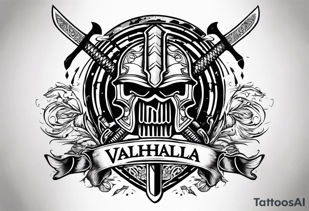 Valhalla  warrior soldier  Sword axe tattoo idea